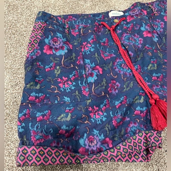 Sundance Kalini Navy Multi Floral Linen Blend Tasseled Boho Size PXL Petite - Picture 2 of 7